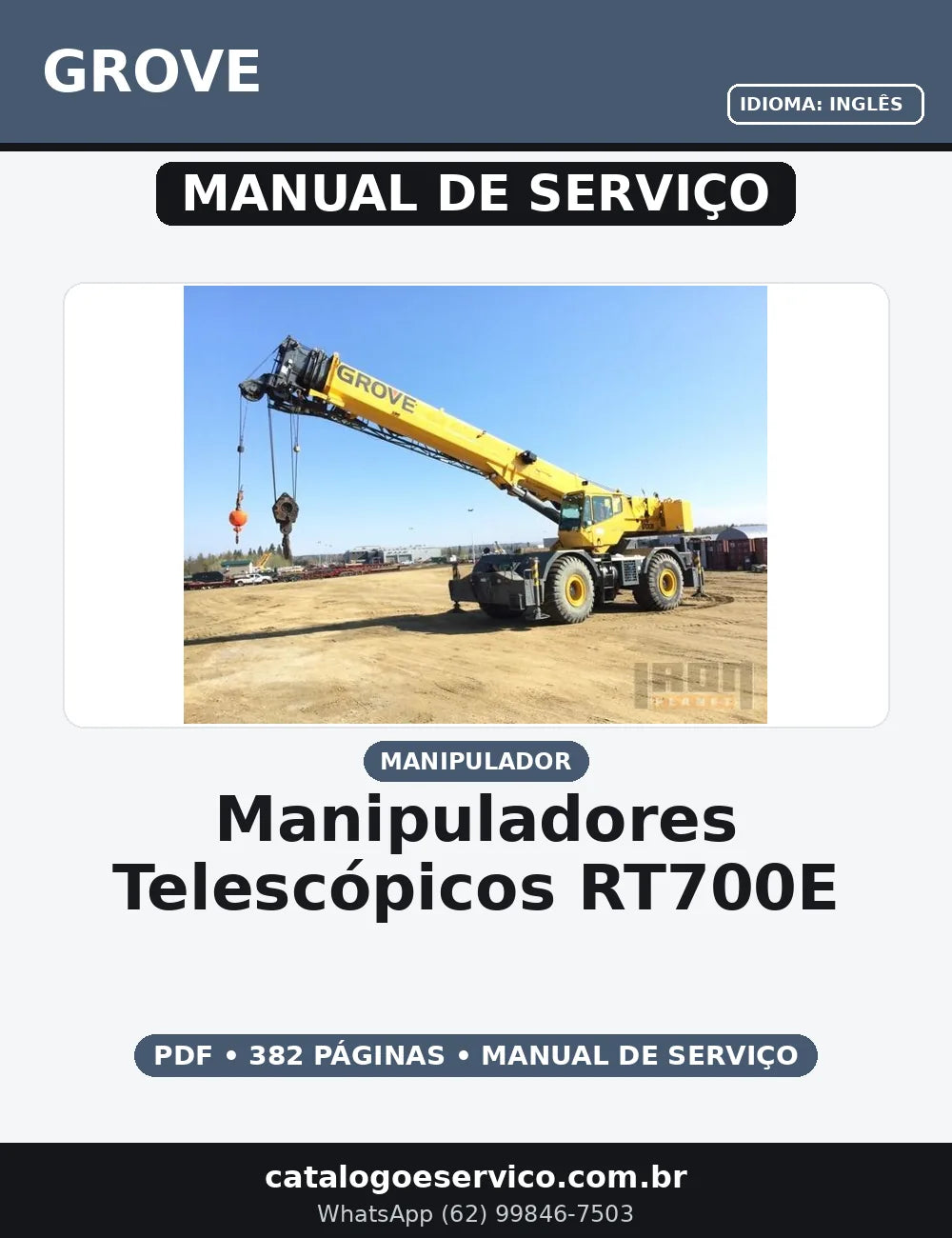 MANUAL DE SERVIÇO E OPERAÇÃO MANIPULADORES TELESCÓPICOS RT700E GROVE — capa do manual de serviço