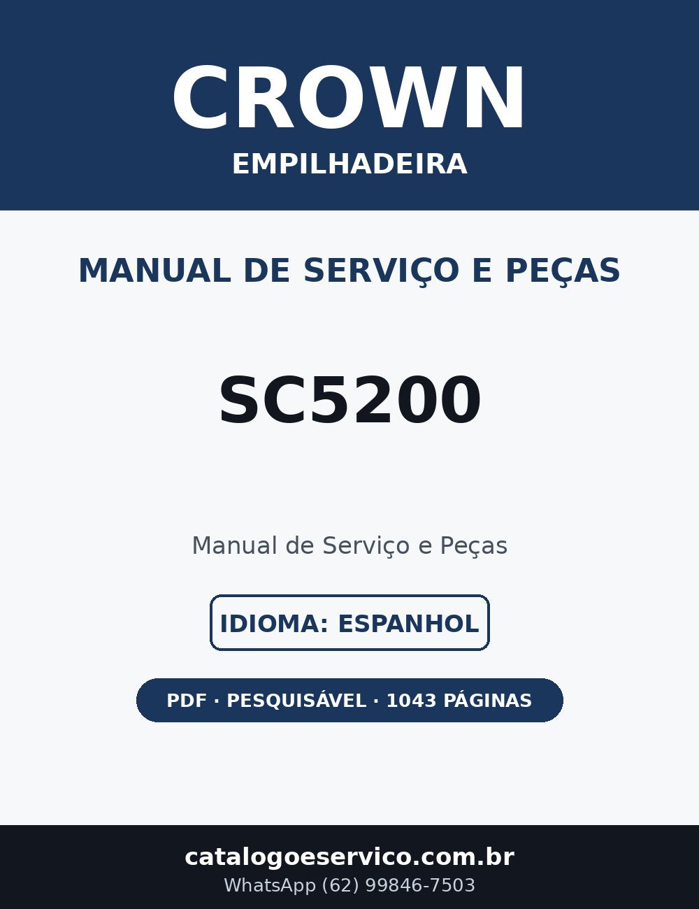 Manual de Serviço e Peças Crown SC5200 — Empilhadeira (Espanhol)
