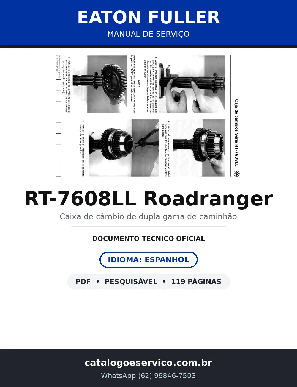 Manual de Serviço Eaton Fuller RT-7608LL Roadranger — Caixa com Superreduzida LO-LO — capa