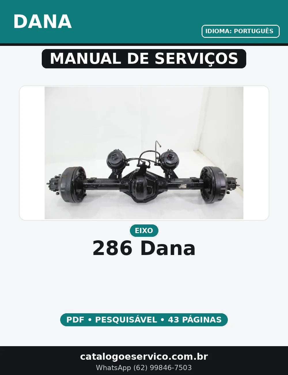 MANUAL DE SERVIÇO EIXO DE TRAÇÃO TRASEIRO 286 DANA — capa do manual de serviço