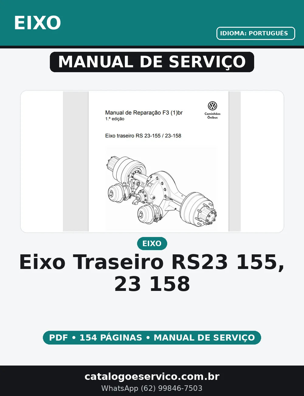 MANUAL DE SERVIÇO EIXO TRASEIRO - RS23-155, 23-158 — capa do manual de serviço