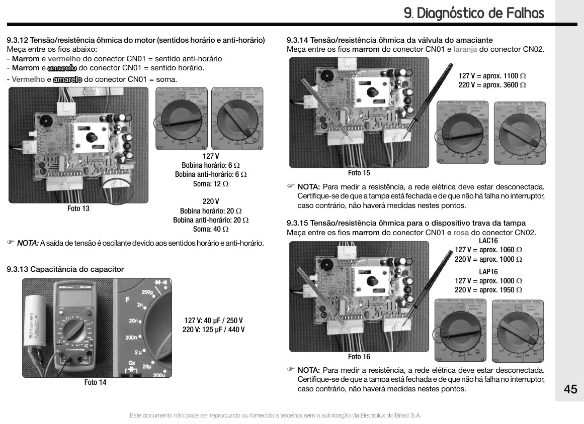 Manual de Serviço Electrolux LAC16 e LAP16 16 kg — página interna 2