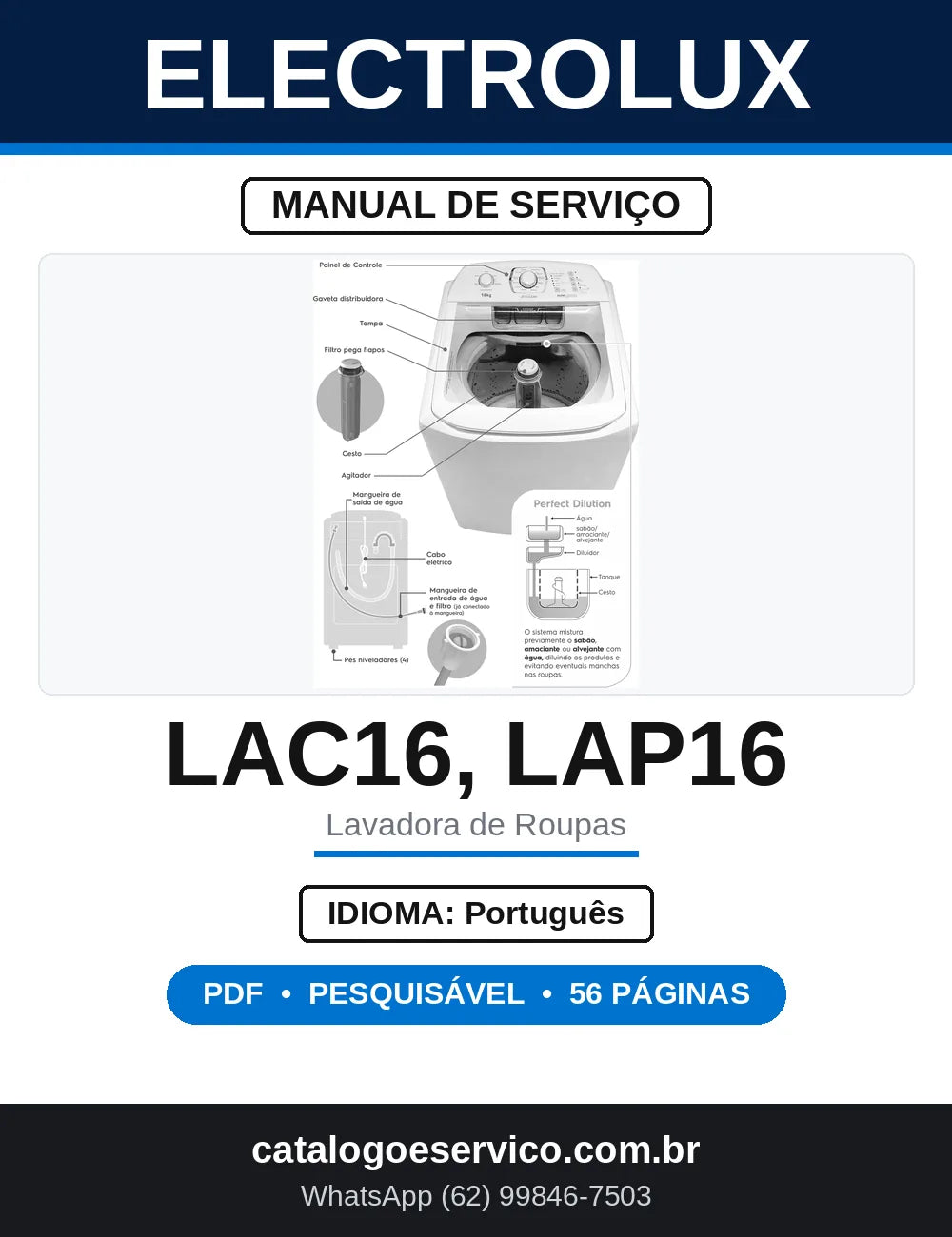 Manual de Serviço Electrolux LAC16 e LAP16 16 kg — capa