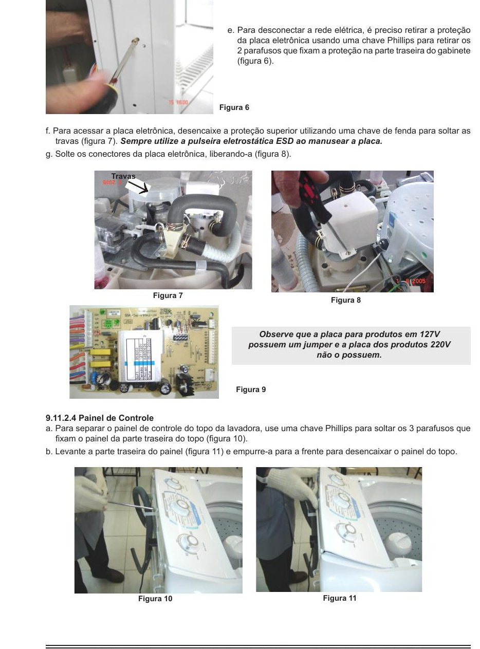 Manual de Serviço Electrolux Lavadoras Top Load LTA15 / LTR15 — Diagnostico e desmontagem das Electrolux - diagrama 1