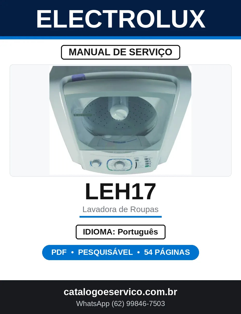 Manual de Serviço Electrolux LEH17 Lavadora 17 kg — capa