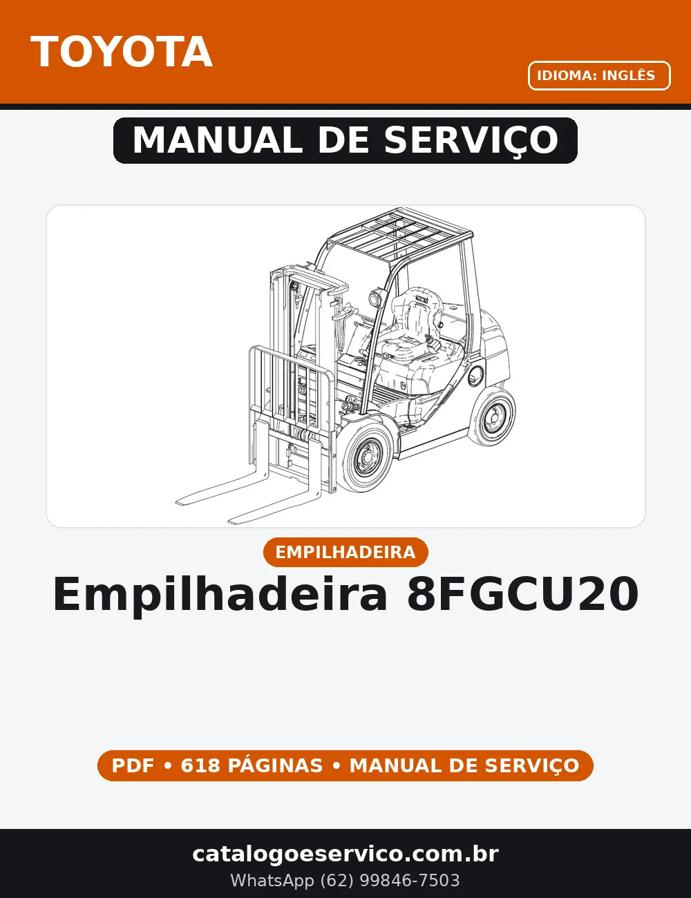 MANUAL DE SERVIÇO EMPILHADEIRA  8FGCU20  TOYOTA — capa do manual de serviço