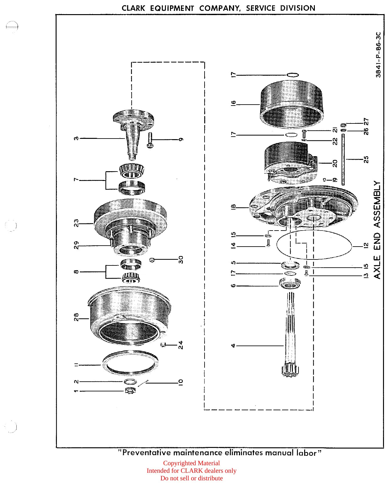 Página ilustrada do Manual de Manutenção Clark Clarklift CY 40 com as posições numeradas