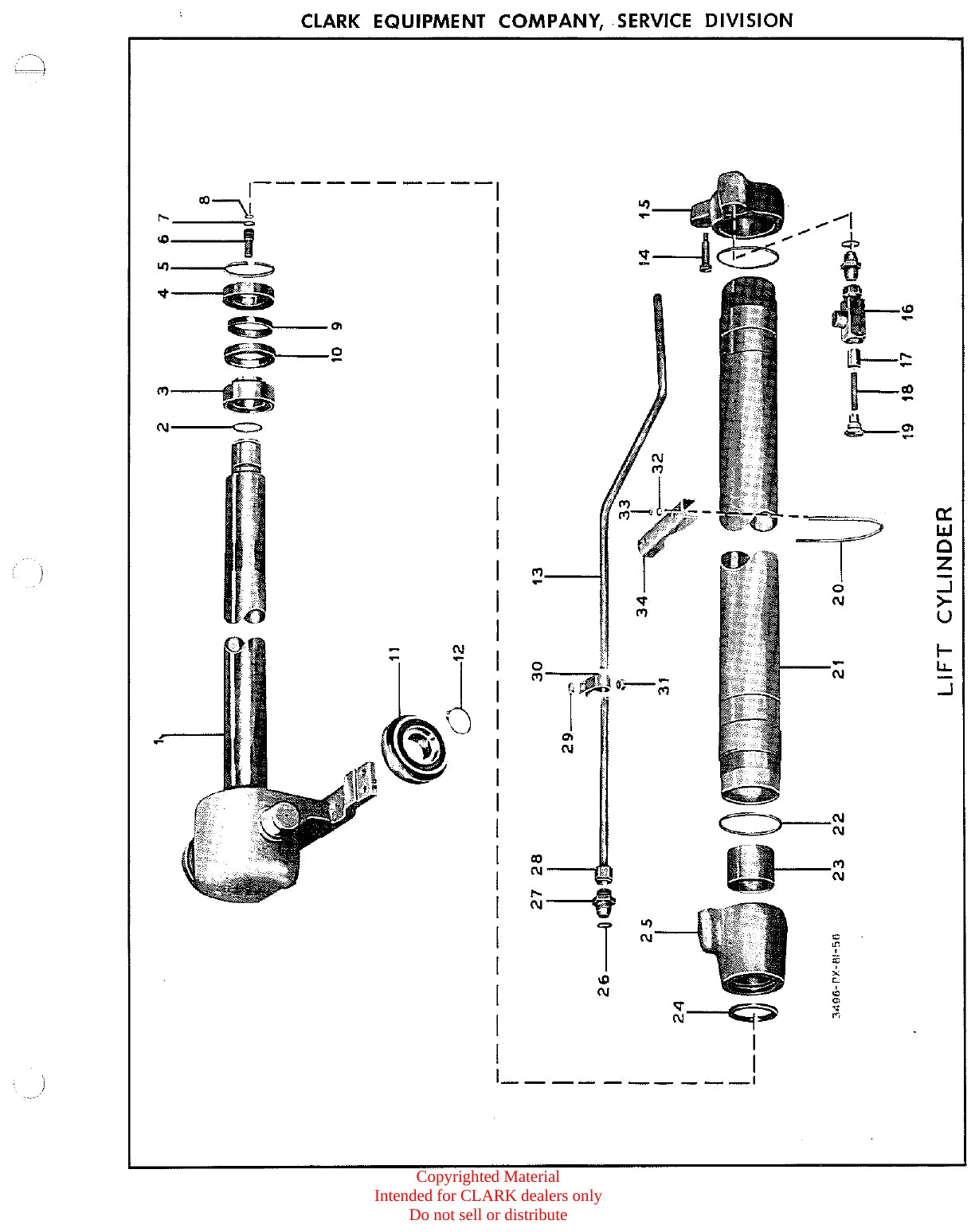 Detalhe de conjunto do Manual de Manutenção Clark Clarklift CY 40 com as referências de fábrica