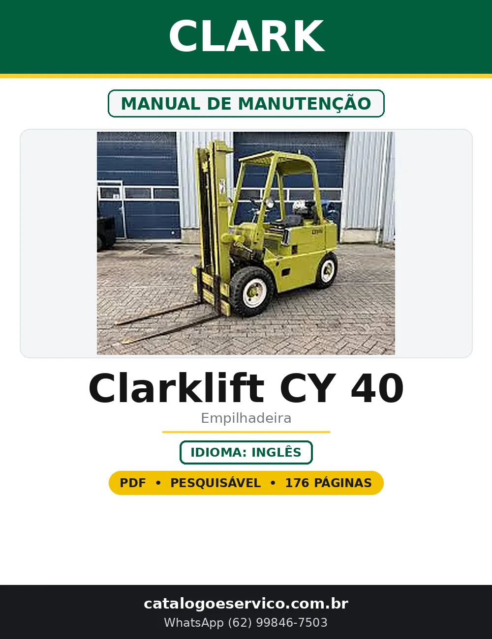Capa do Manual de Manutenção Clark Clarklift CY 40 em PDF com 176 páginas