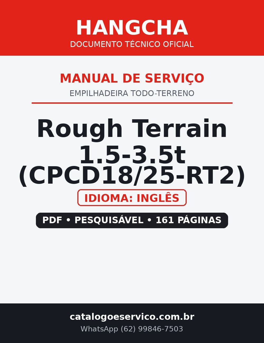 Manual de Serviço Empilhadeira Todo-Terreno Hangcha — Rough Terrain 1.5-3.5t (CPCD18/25-RT2)