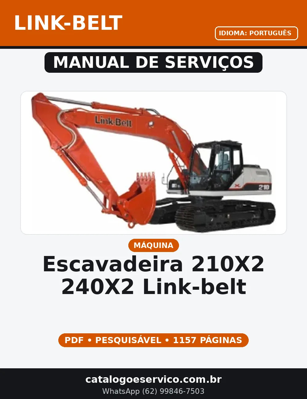 MANUAL DE SERVIÇO ESCAVADEIRA  210X2 240X2 LINK~BELT — capa do manual de serviço