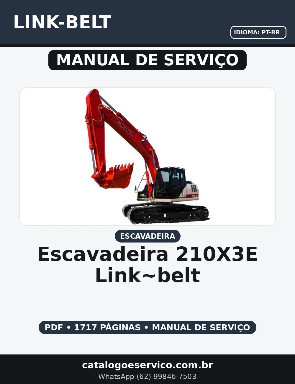 MANUAL DE SERVIÇO ESCAVADEIRA  210X3E LINK~BELT — capa do manual de serviço