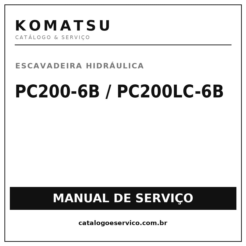 Manual De Serviço Escavadeira Komatsu Pc200-6b / Pc200lc-6b