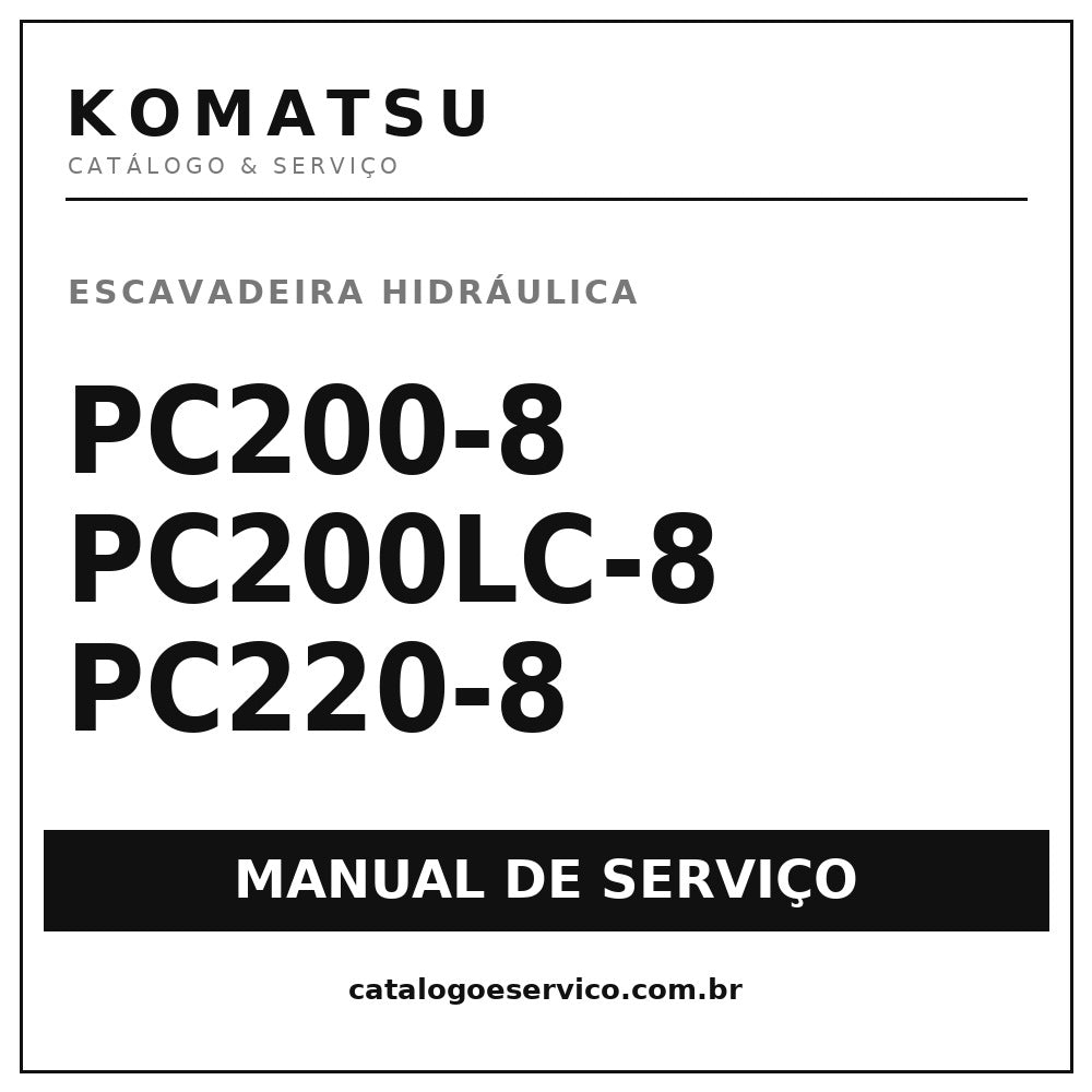 Manual De Serviço Escavadeira Komatsu Pc200-8/200lc-8/220-8