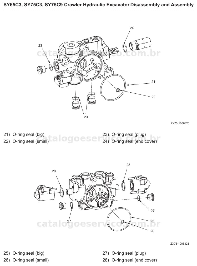 Página interna do manual de serviço Sany SY65C3 / SY75C3 / SY75C9 — exemplo 3