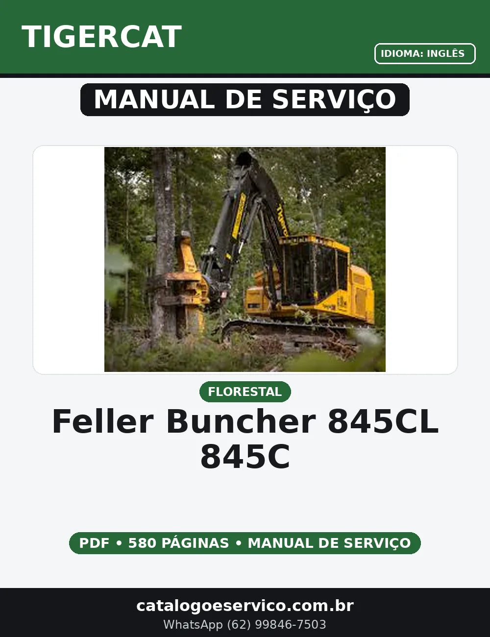 MANUAL DE SERVIÇO FELLER BUNCHER - 845C/L845C TIGERCAT — capa do manual de serviço