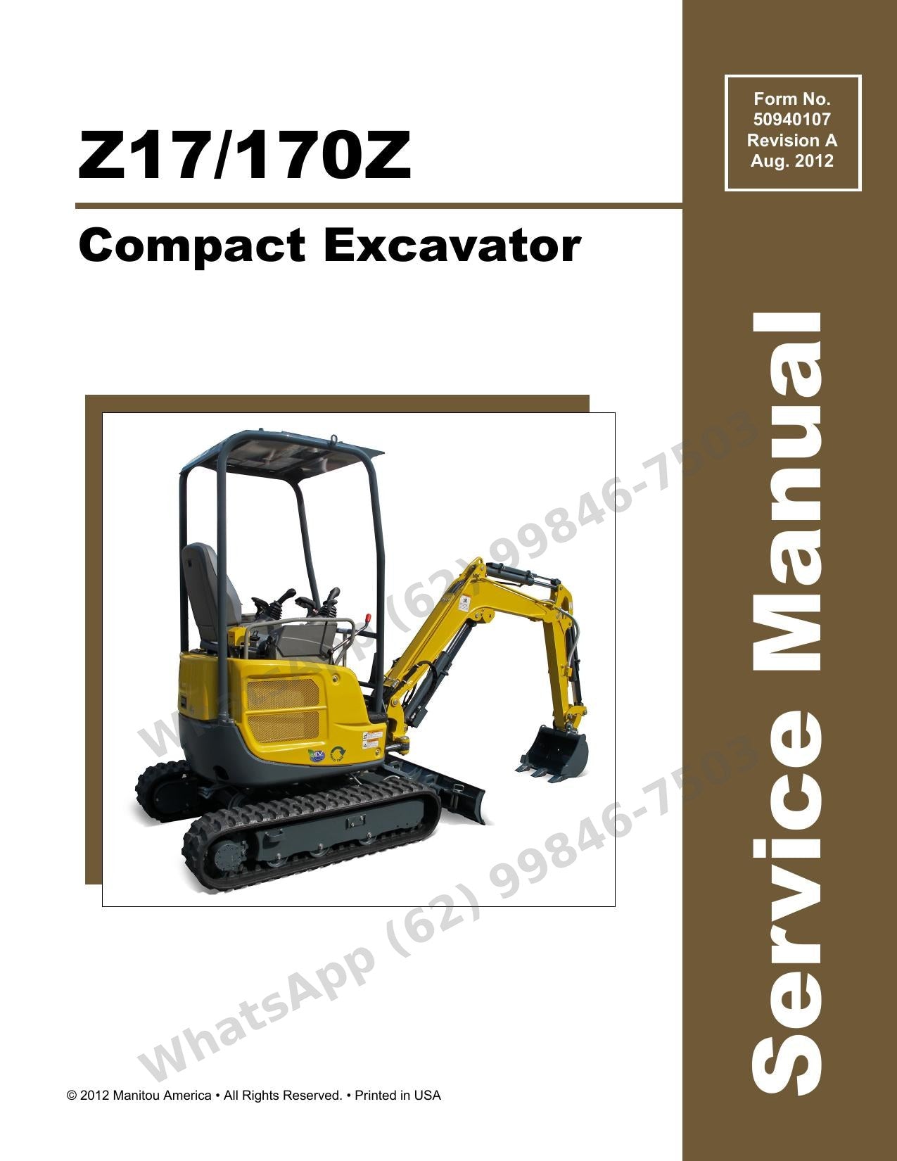 Manual de Serviço GEHL 170Z Z17 Escavadeira Compacta — oficina completa da minigiratória: hidráulica circuito a circuito, pressões e torques