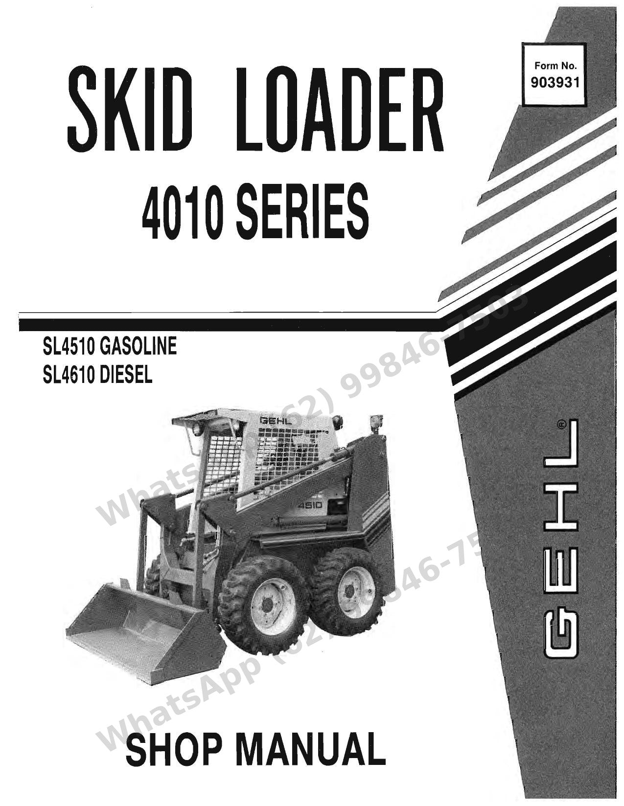 Manual de Serviço GEHL 4010 Mini Carregadeira — shop Manual clássico com hidrostática e ajustes de carburador