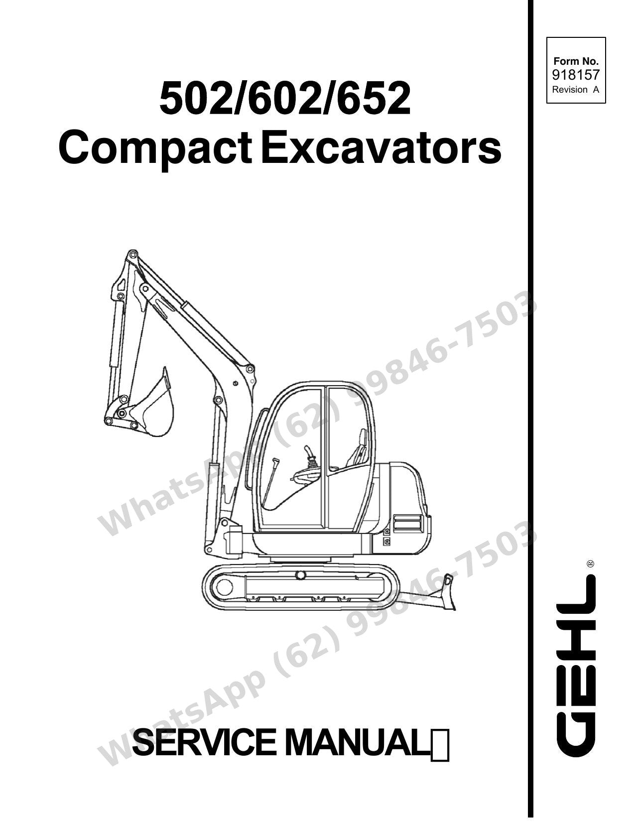 Manual de Serviço GEHL 502 602 652 Carregadeira de Rodas — dados técnicos, hidráulica e elétrica dos capítulos A ao F