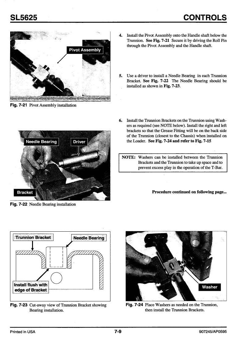 Manual de Serviço GEHL 5625 Mini Carregadeira — shop manual raro da série SN 8868+: T-Bar, munhão e freio de disco passo a passo — página interna 1