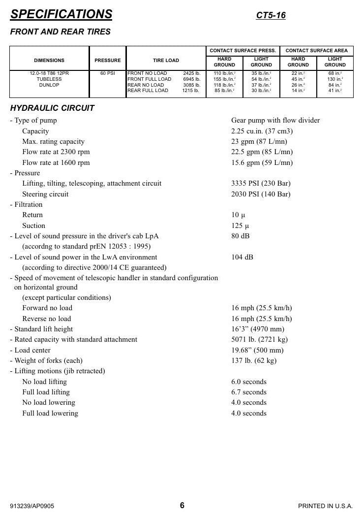 Manual de Serviço GEHL CT5-16 TURBO CT5-16 Manipulador Telescópico — 800 páginas: motor Perkins, hidrostática Rexroth e eixos Dana — página interna 1
