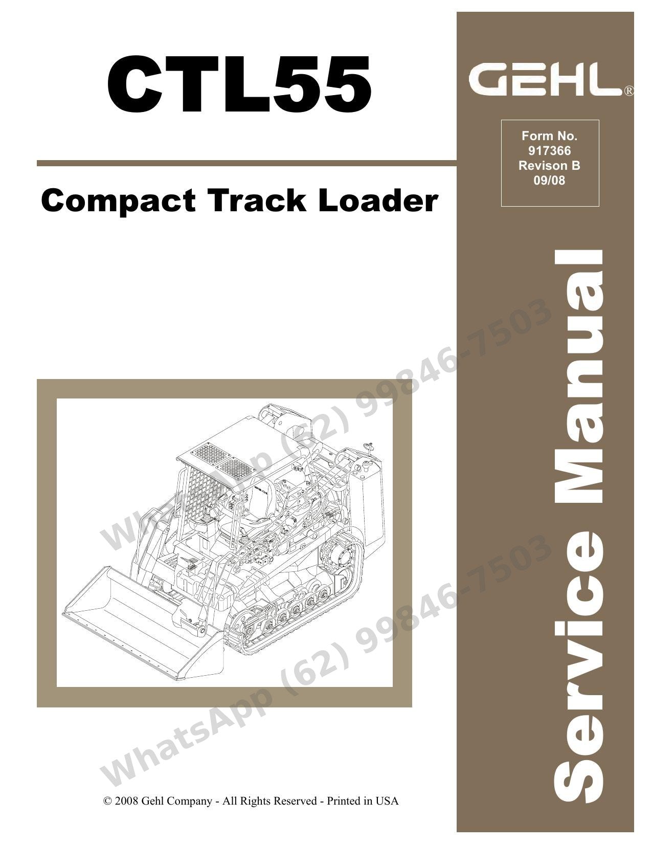 Manual de Serviço GEHL CTL55 Mini Carregadeira de Esteiras — diagnóstico por sintomas e desmontagem completa da transmissão hidrostática