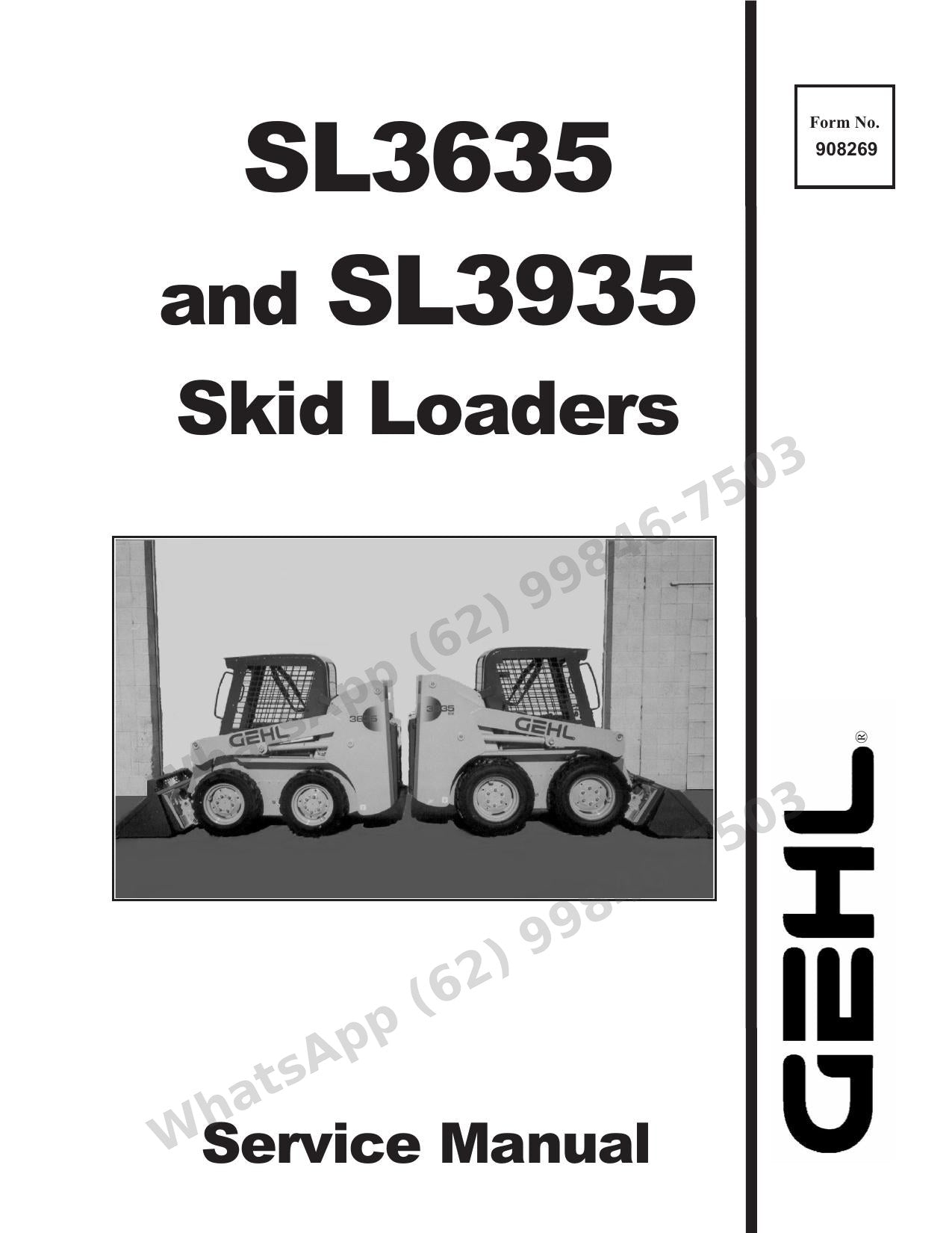 Manual de Serviço GEHL SL3635 SL3935 Mini Carregadeira — ajustes finos e vistas de conjunto sistema por sistema, com índice A–Z
