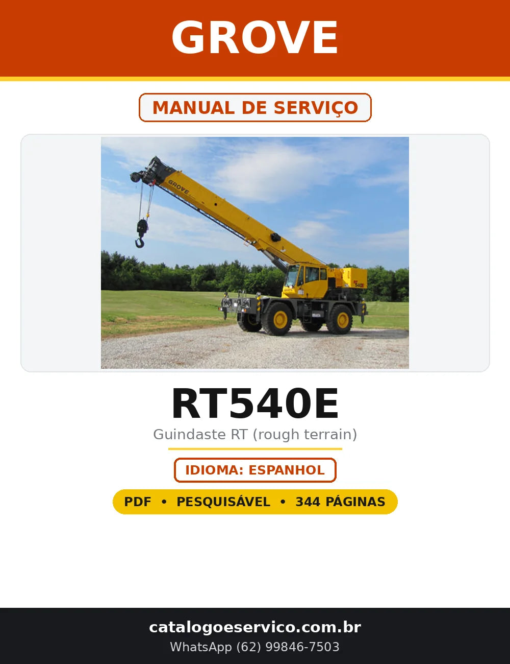 Capa do Manual de Serviço Grove RT540E em PDF com 344 páginas