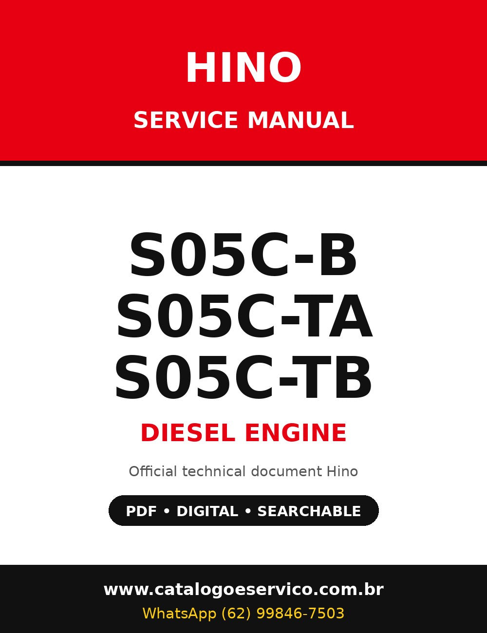 Manual de Serviço Hino S05C-B S05C-TA S05C-TB - Motor Diesel (Inglês)