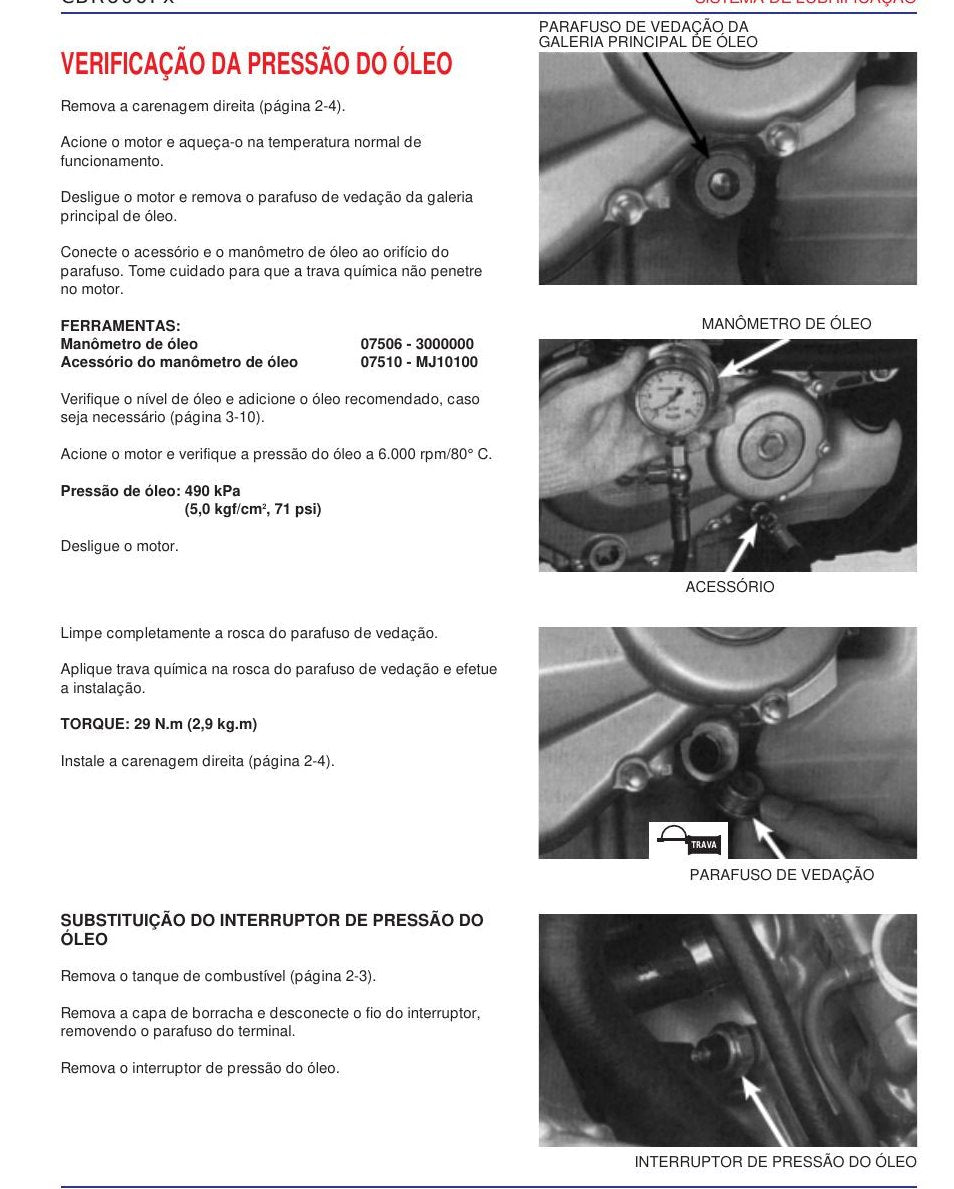 Manual de Serviço Honda CBR600F — Cabeçote à ignição, procedimentos passo a passo - print 2