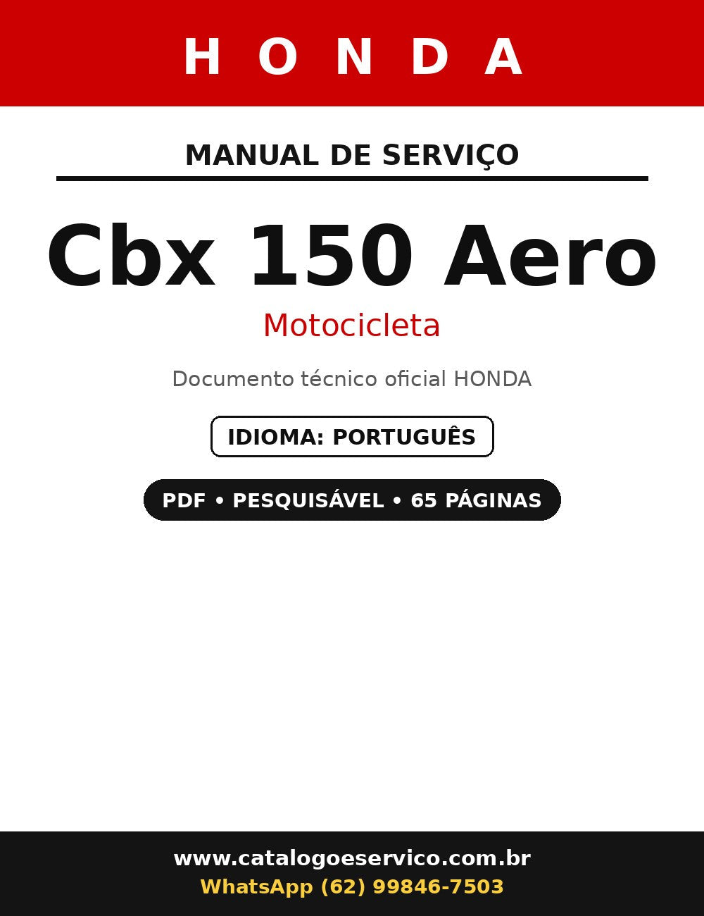 Manual De Serviço Honda Cbx 150 Aero