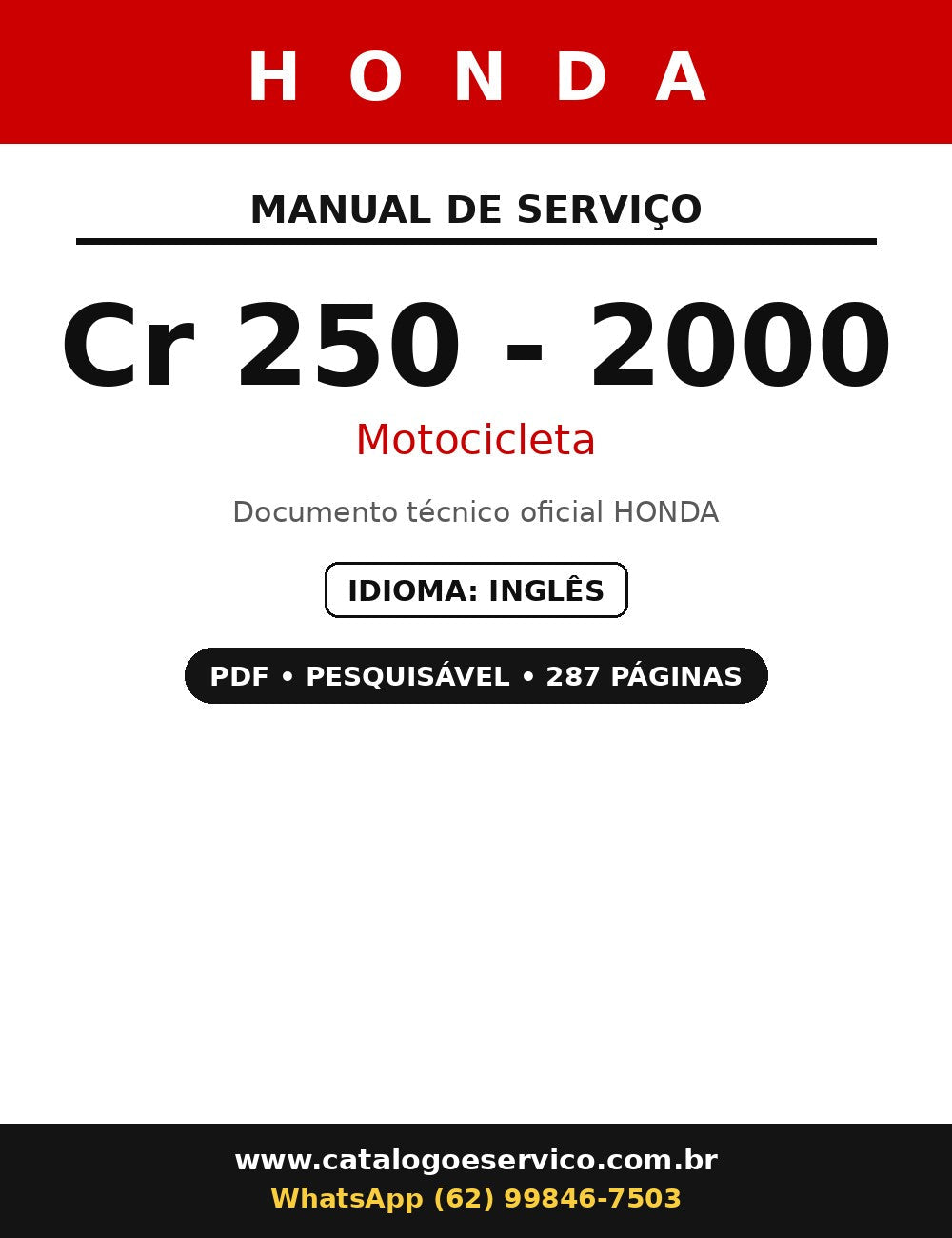 Manual De Serviço Honda Cr 250 - 2000