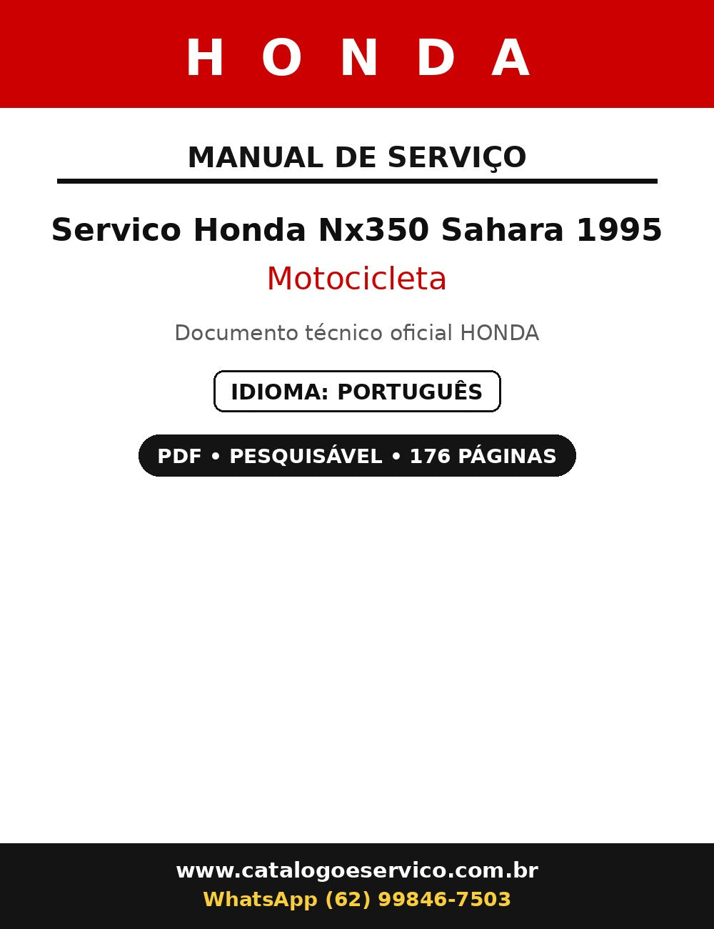 Manual De Servico Honda Nx350 Sahara 1995