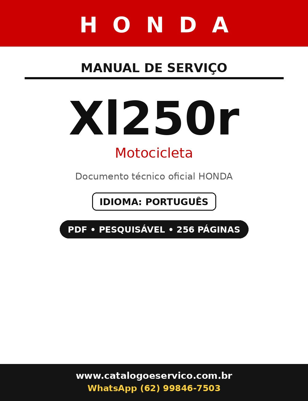 Manual De Serviço Honda Xl250r