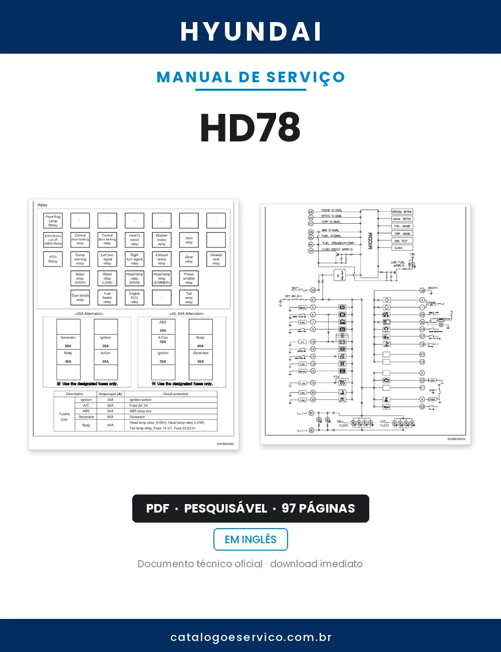 Manual de Serviço Hyundai HD78 — capa