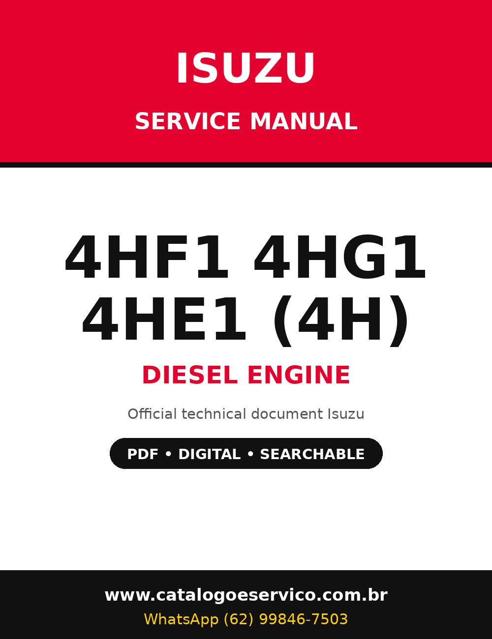 Manual de Serviço Isuzu 4HF1 4HG1 4HE1 (4H) - Motor Diesel (Inglês)