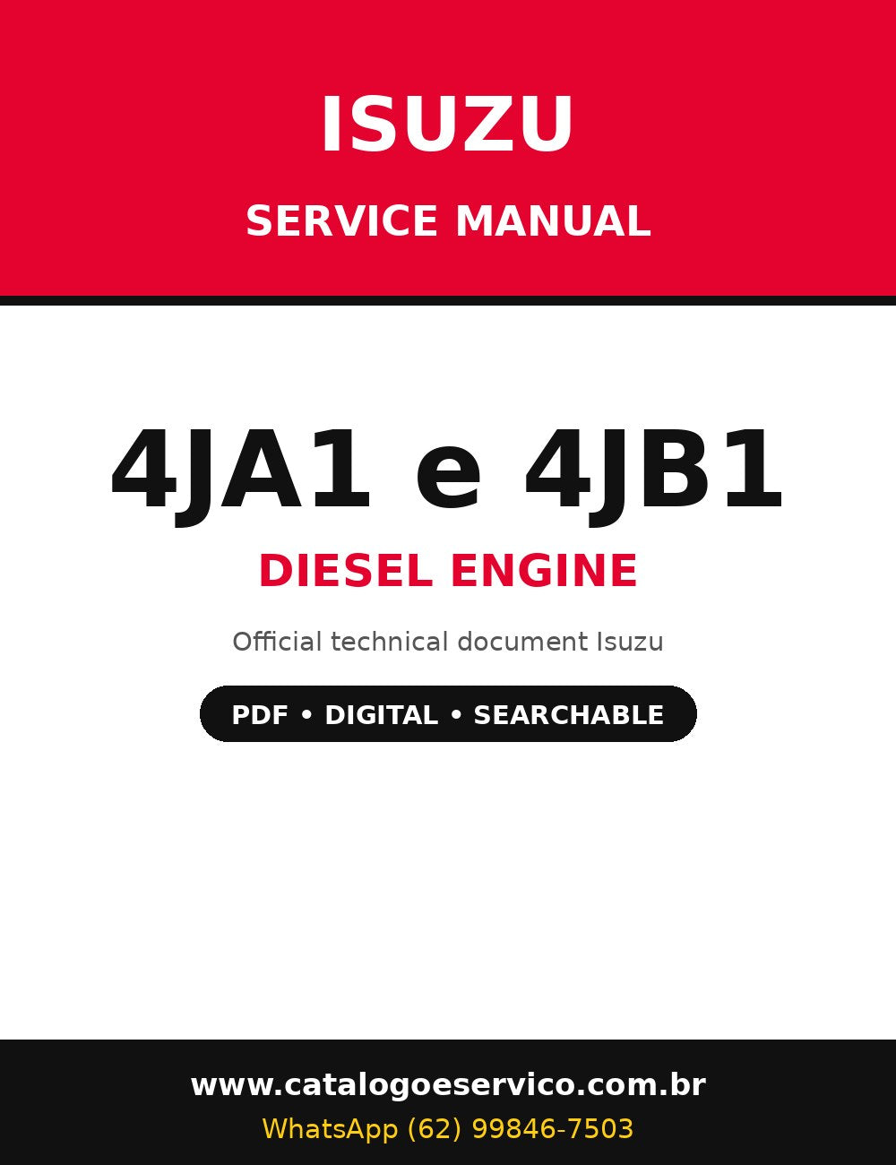 Manual de Serviço Isuzu 4JA1 e 4JB1 - Motor Diesel (Inglês)