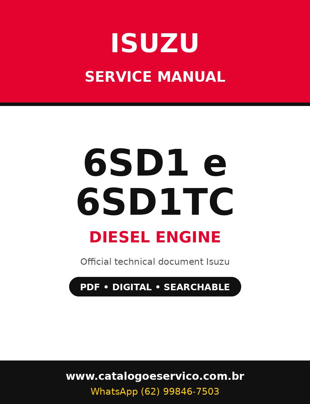 Manual de Serviço Isuzu 6SD1 e 6SD1TC - Motor Diesel (Inglês)