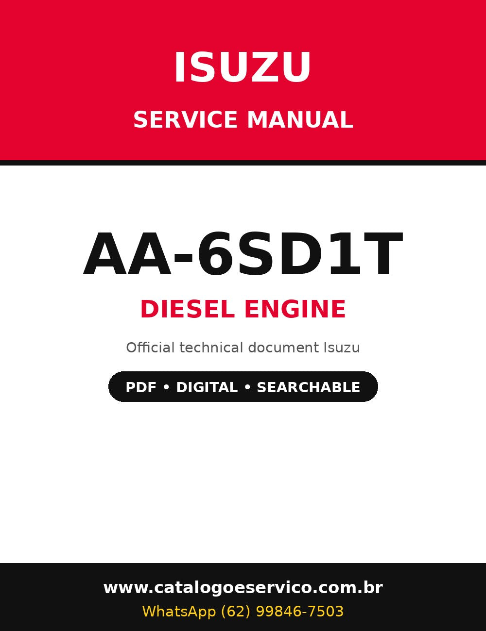 Manual de Serviço Isuzu AA-6SD1T - Motor Diesel (Inglês)