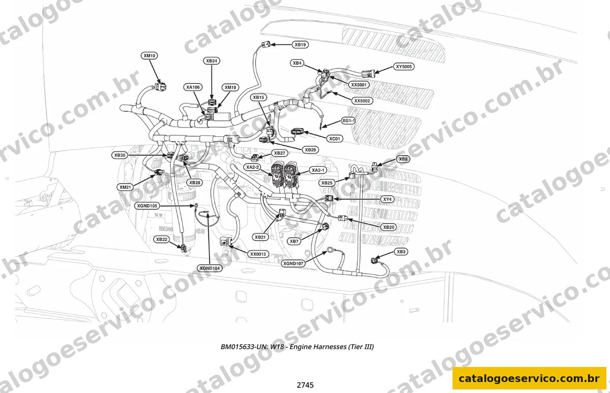 Chicote do motor W18 Tier III - John Deere M4030 M4040