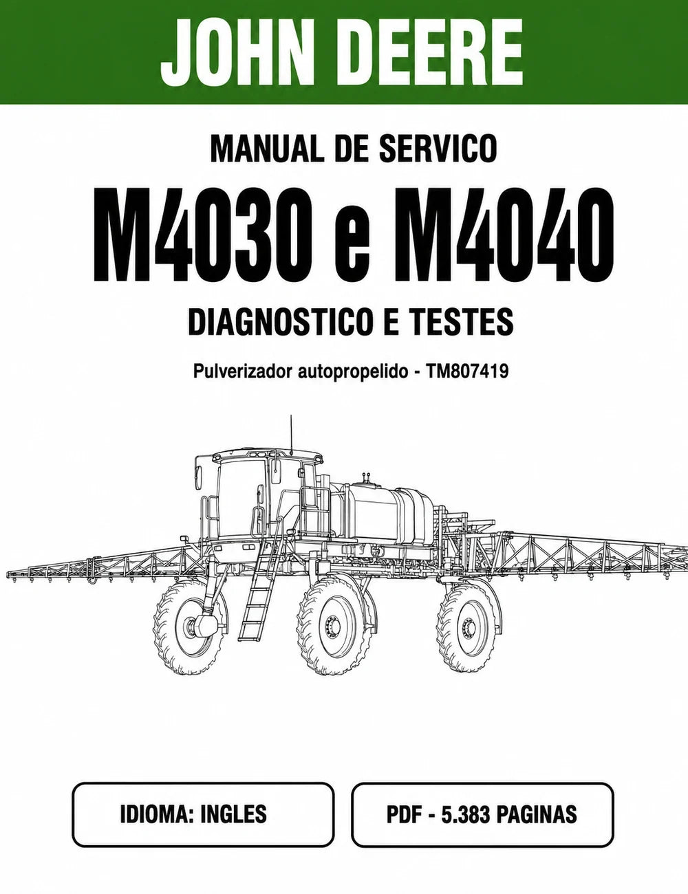 Manual de Serviço John Deere M4030 e M4040 pulverizador autopropelido - capa