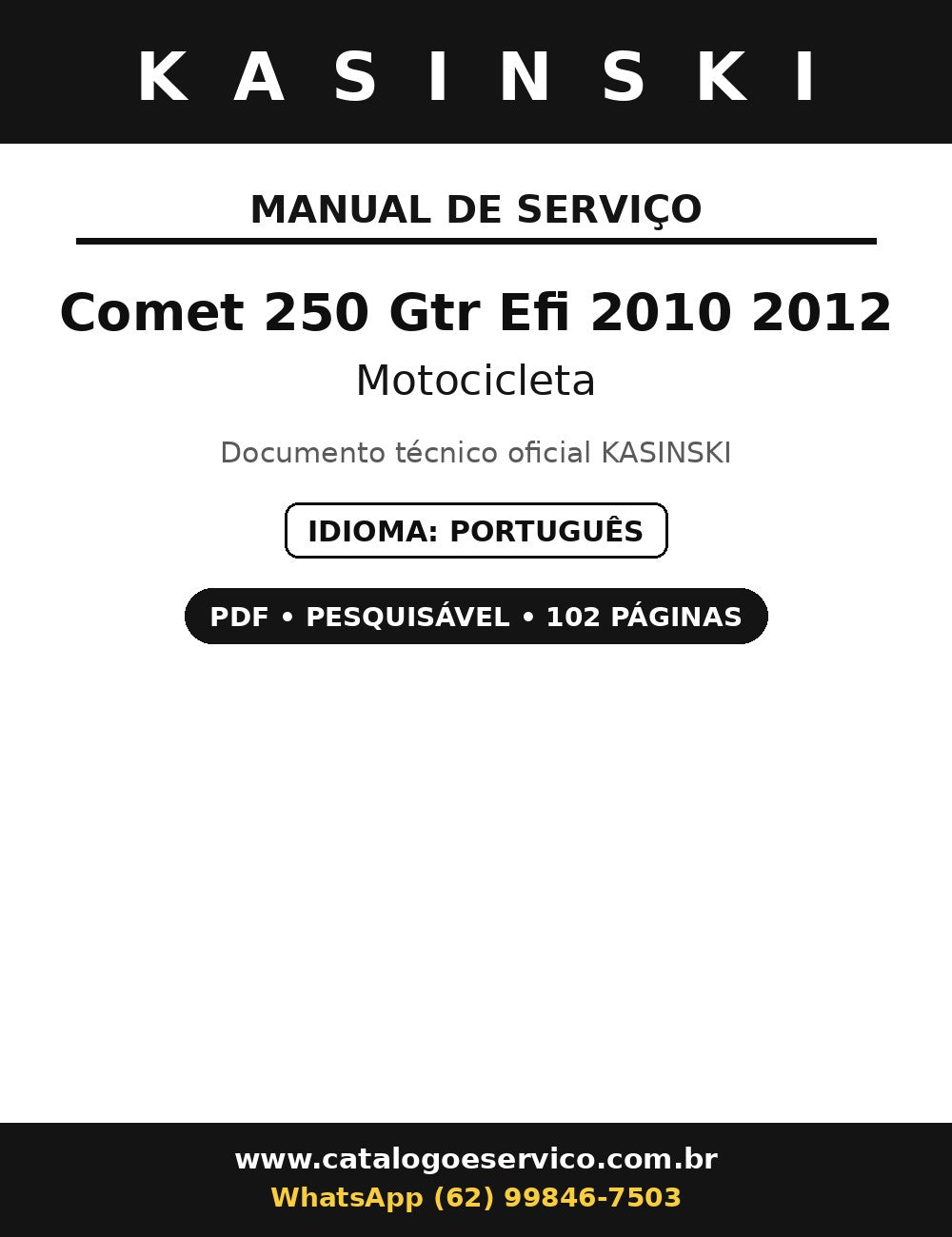 Manual De Serviço Kasinski Comet 250 Gtr Efi 2010 2012