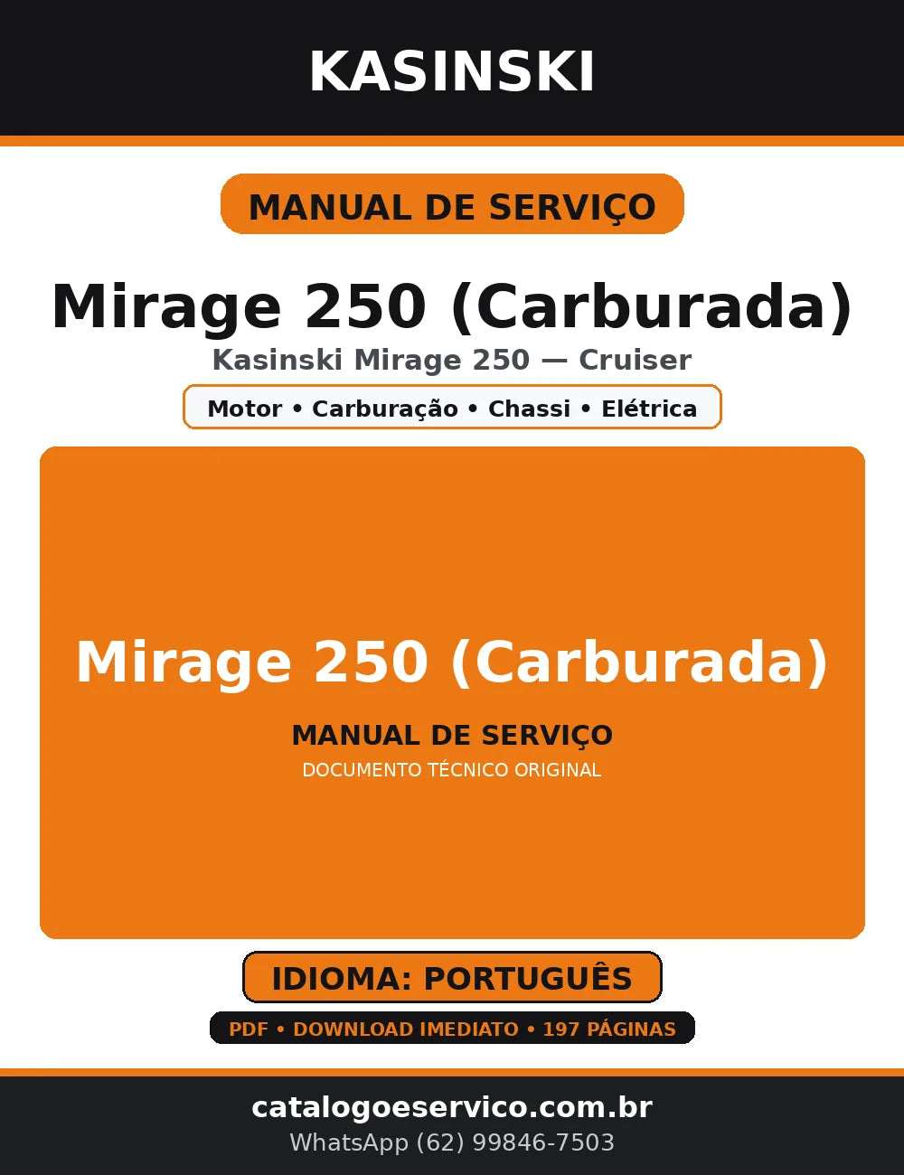 Manual de Serviço Kasinski Mirage 250 Carburada — Português (PDF) — capa