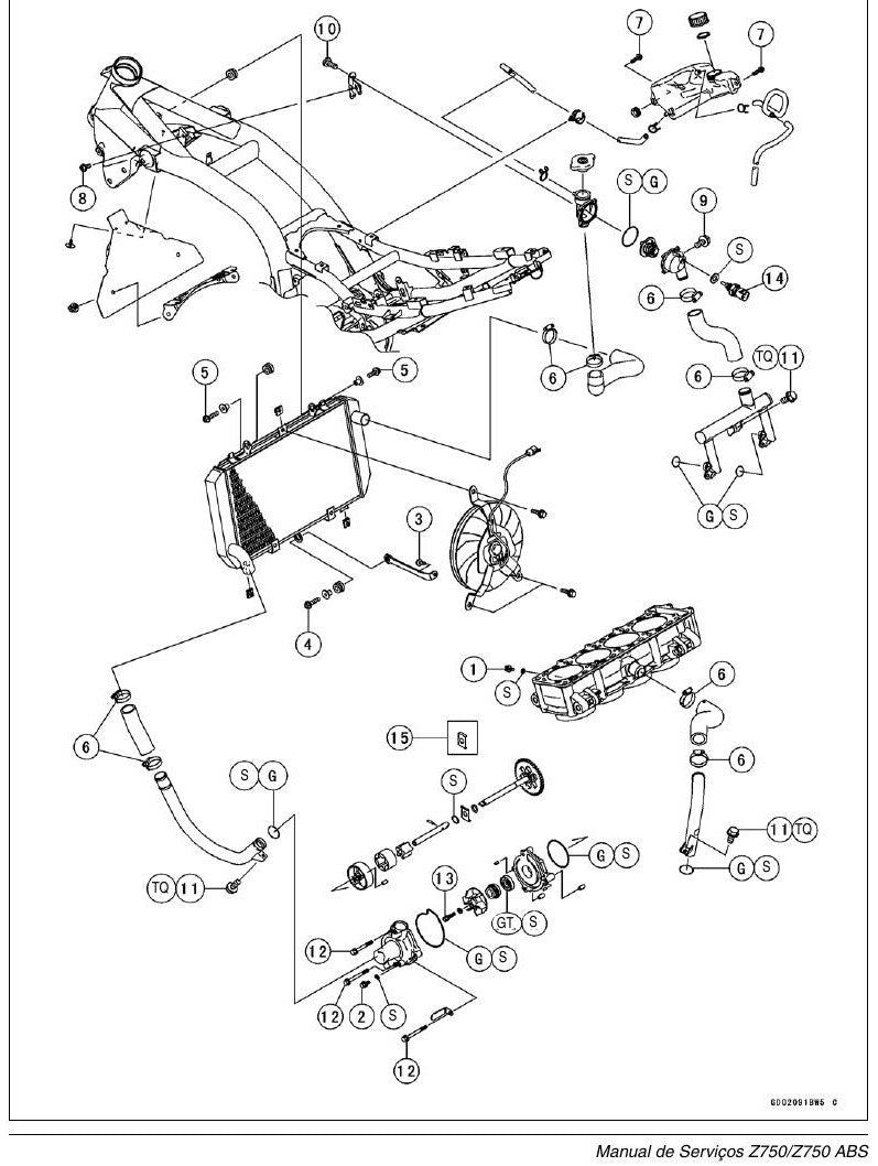Manual De Serviço Kawasaki Z750 Z750 Abs - 2009 A 2011 - diagrama 2