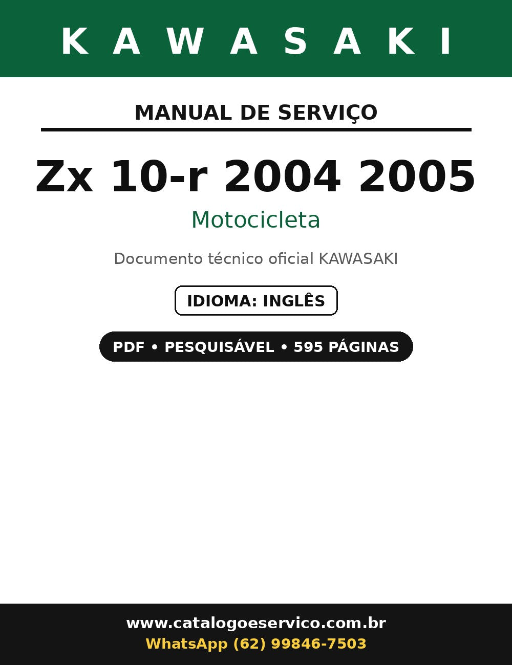 Manual De Serviço Kawasaki Zx 10-r 2004 2005
