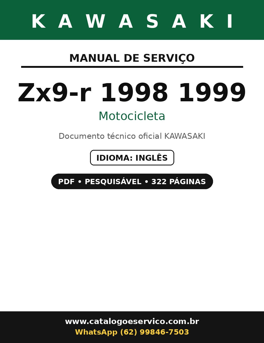 Manual De Serviço Kawasaki Zx9-r 1998 1999