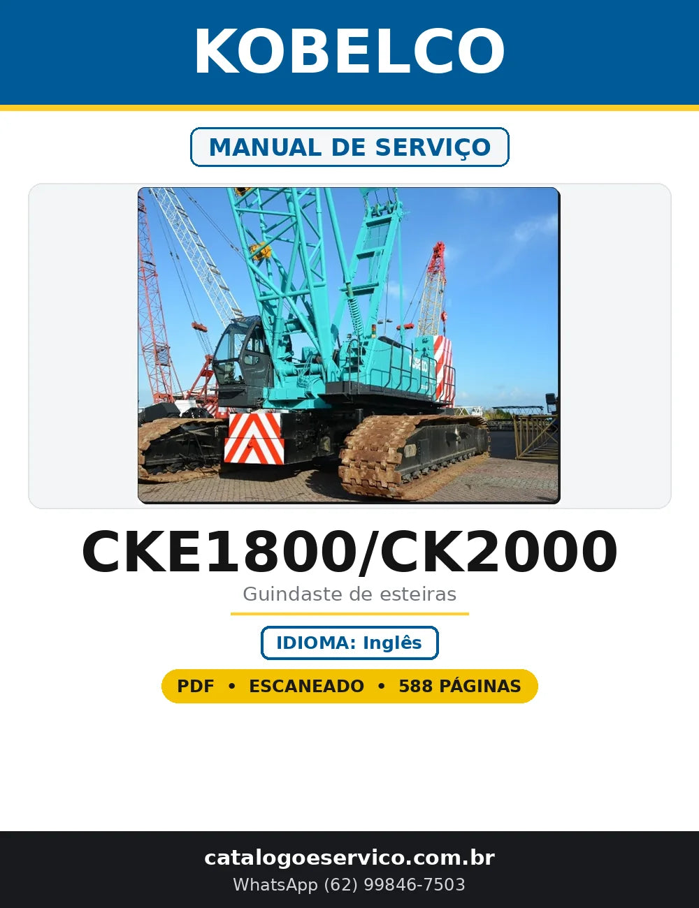 Capa do Manual de Serviço Kobelco CKE1800/CK2000 em PDF com 588 páginas