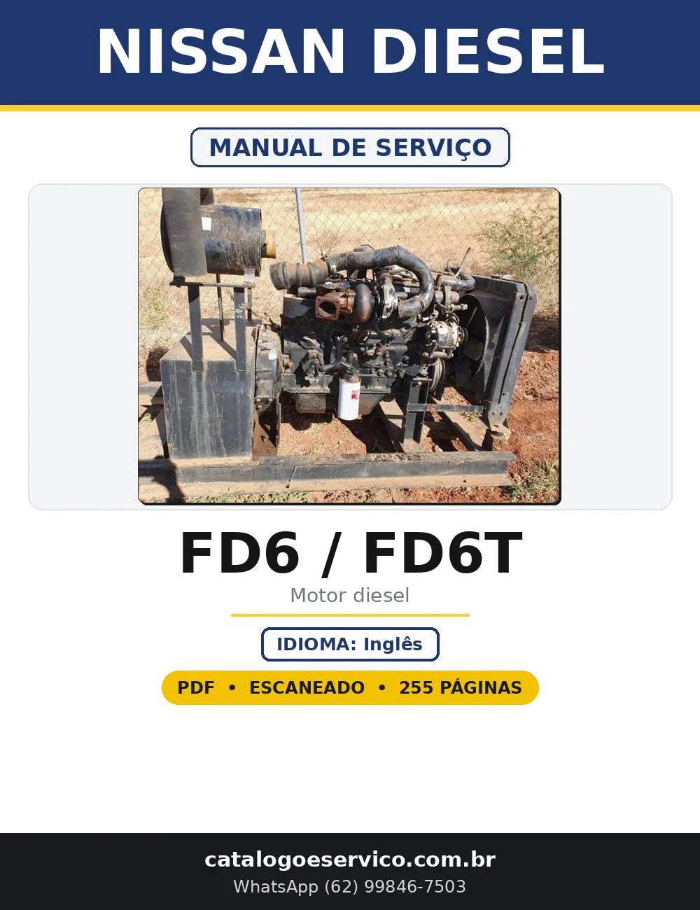 Capa do Manual de Serviço Nissan Diesel FD6 / FD6T em PDF com 255 páginas