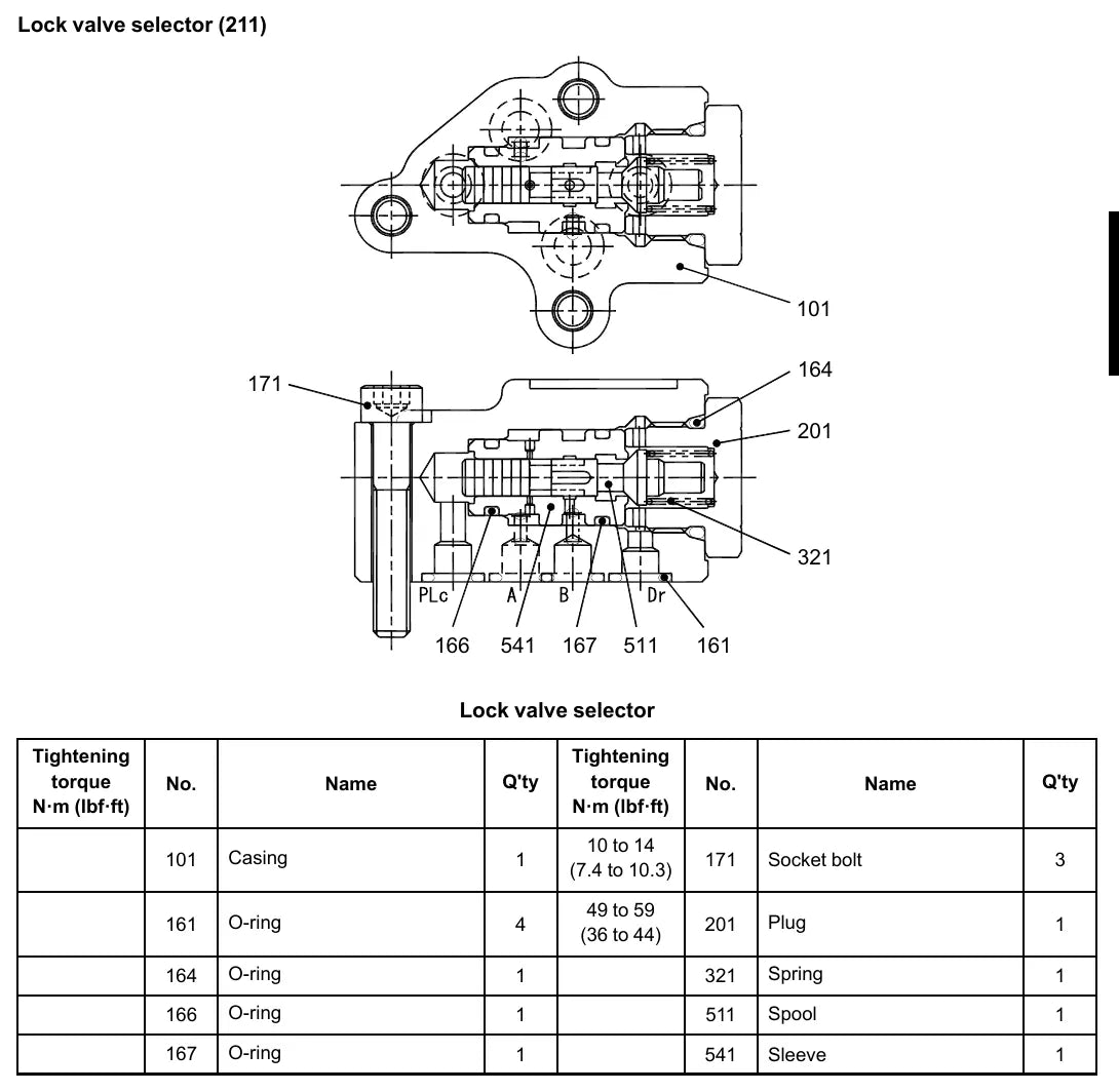 Procedimento de desmontagem ilustrado — Kobelco SK200-10, SK210LC-10 e SK250-10