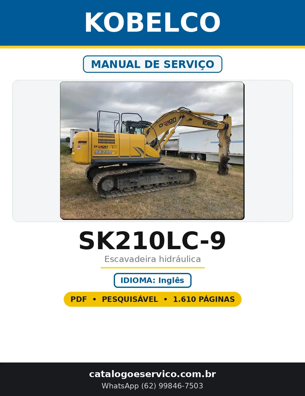 Capa do Manual de Serviço Kobelco SK210LC-9 em PDF com 1.610 páginas